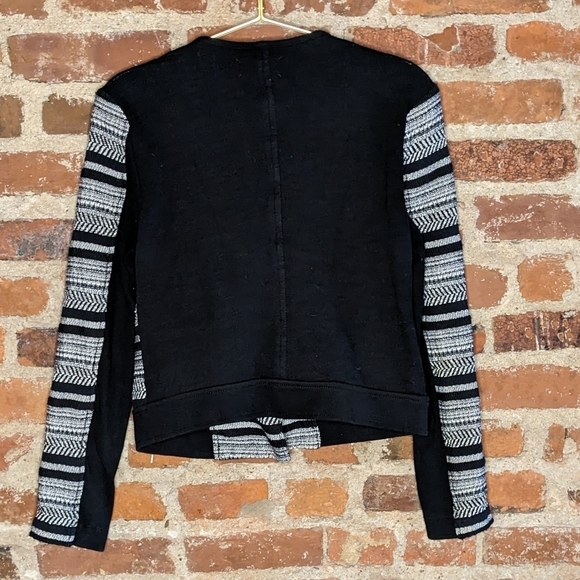 Lou & Grey XS Black & White‎ Striped Off Center Zipper Moto Jacket - Picture 4 of 10